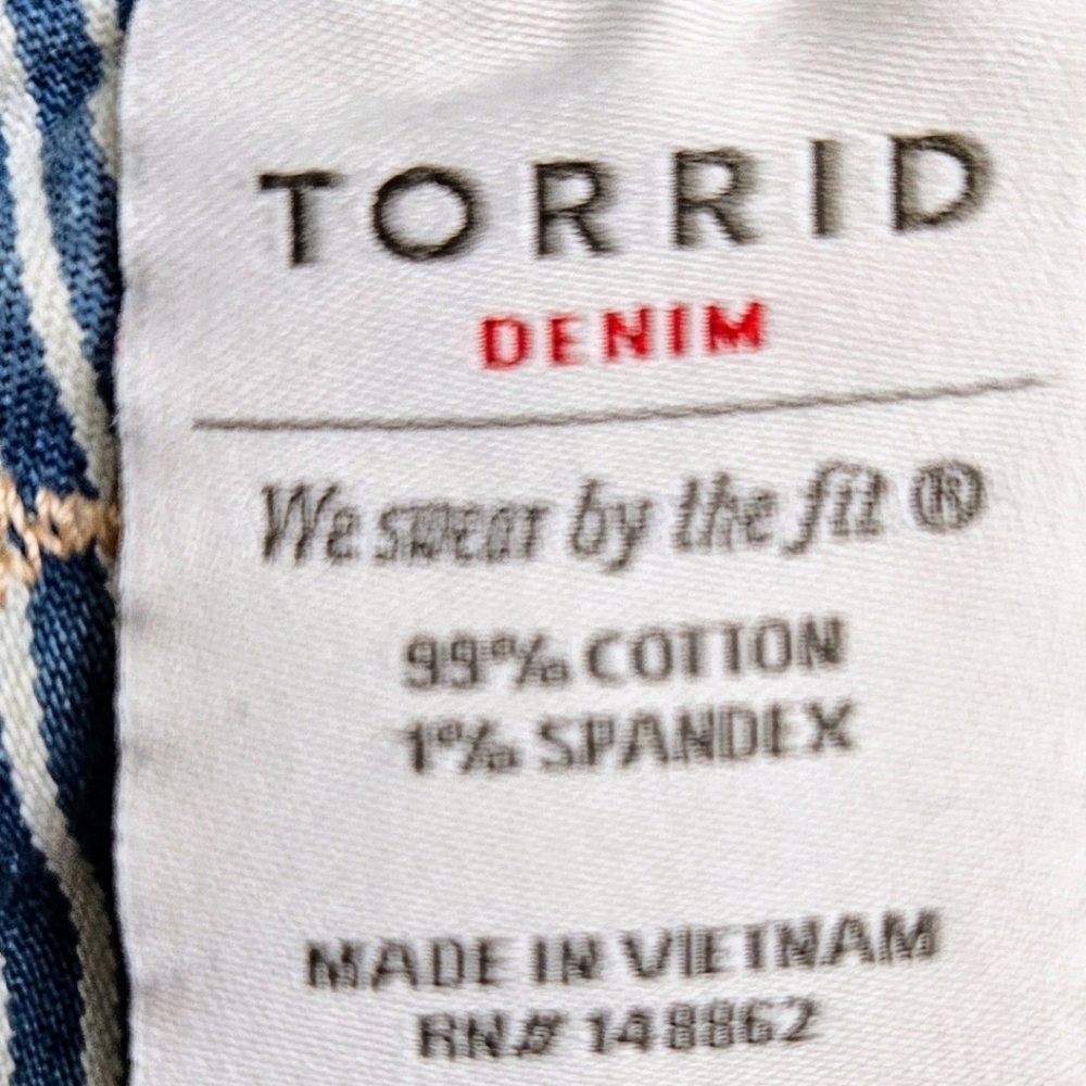 Torrid Size 18 Light Blue Denim Railroad Stripe Overall Shorts  with Pockets NWT - Picture 9 of 16